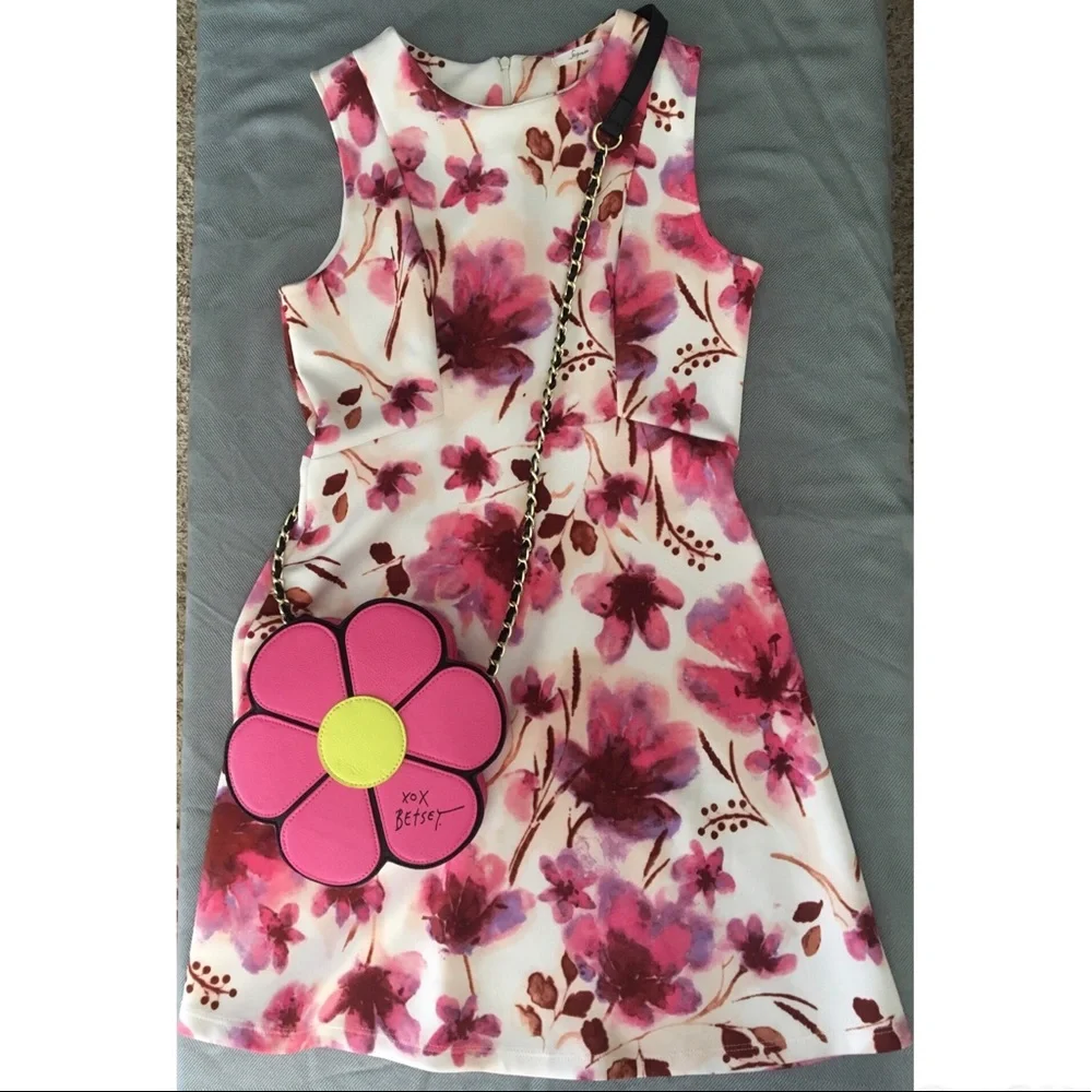 Soprano Sleeveless Watercolor Floral Neoprene Knit Fit & Flare Dress - Picture 4 of 4